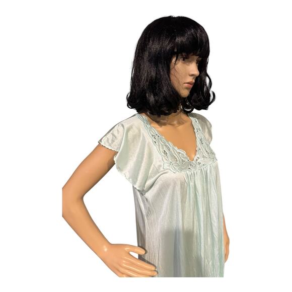 American Vintage Kayser Green flutter sleeves Long Nightgown size medium - Picture 4 of 12